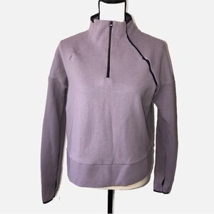Purple Quarter Zip Funnel Neck Sweatshirt Size Medium Thumbholes C9 Champion